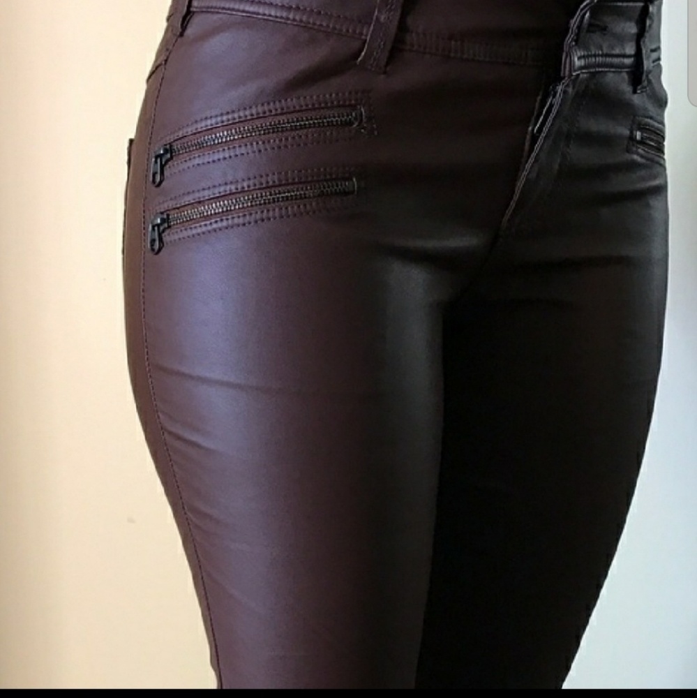 Free People Vegan leather moto pants